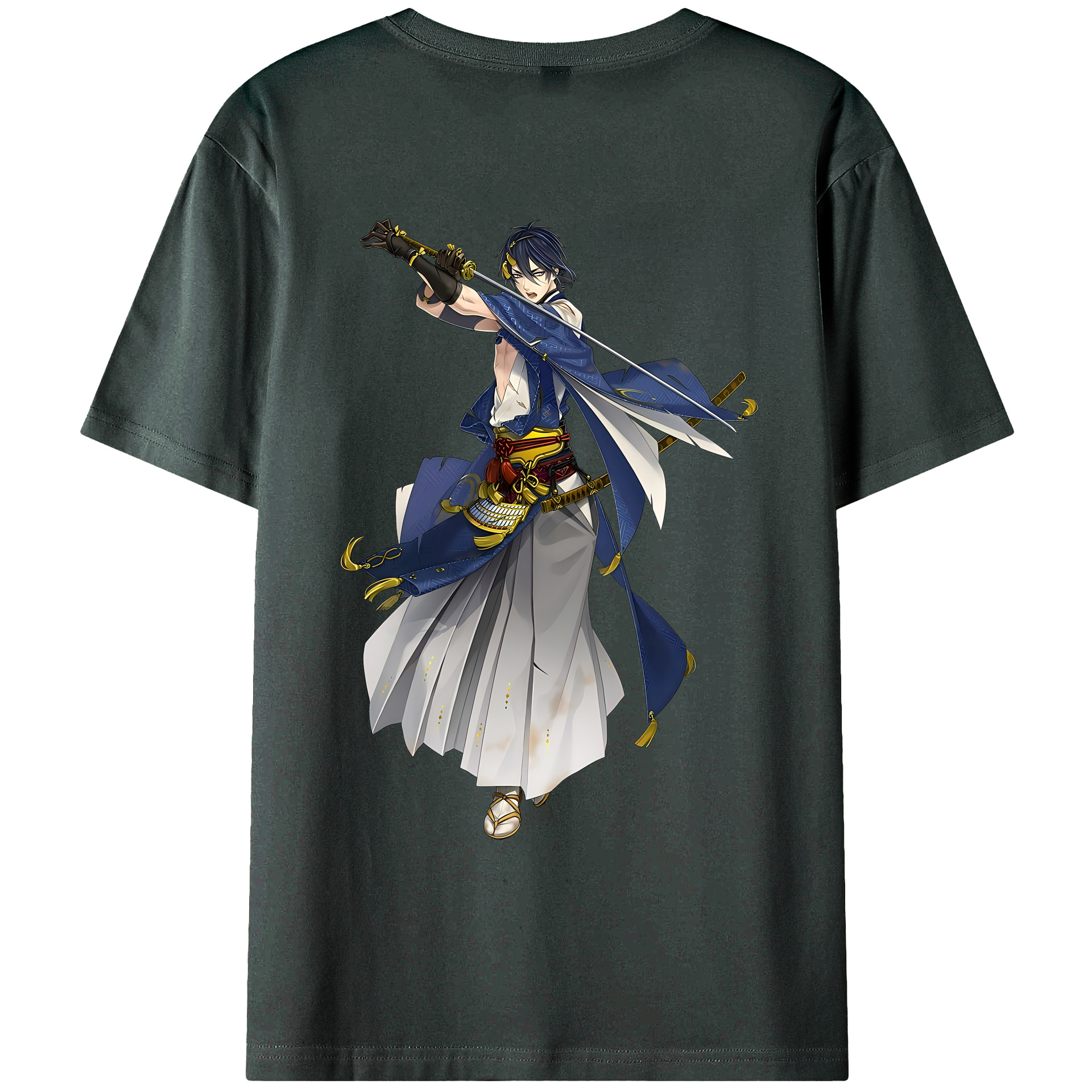 （画像用） 刀剣乱舞 Touken Ranbu 綿100％ メンズ半袖Tシャツ（バックプリント） 通気性